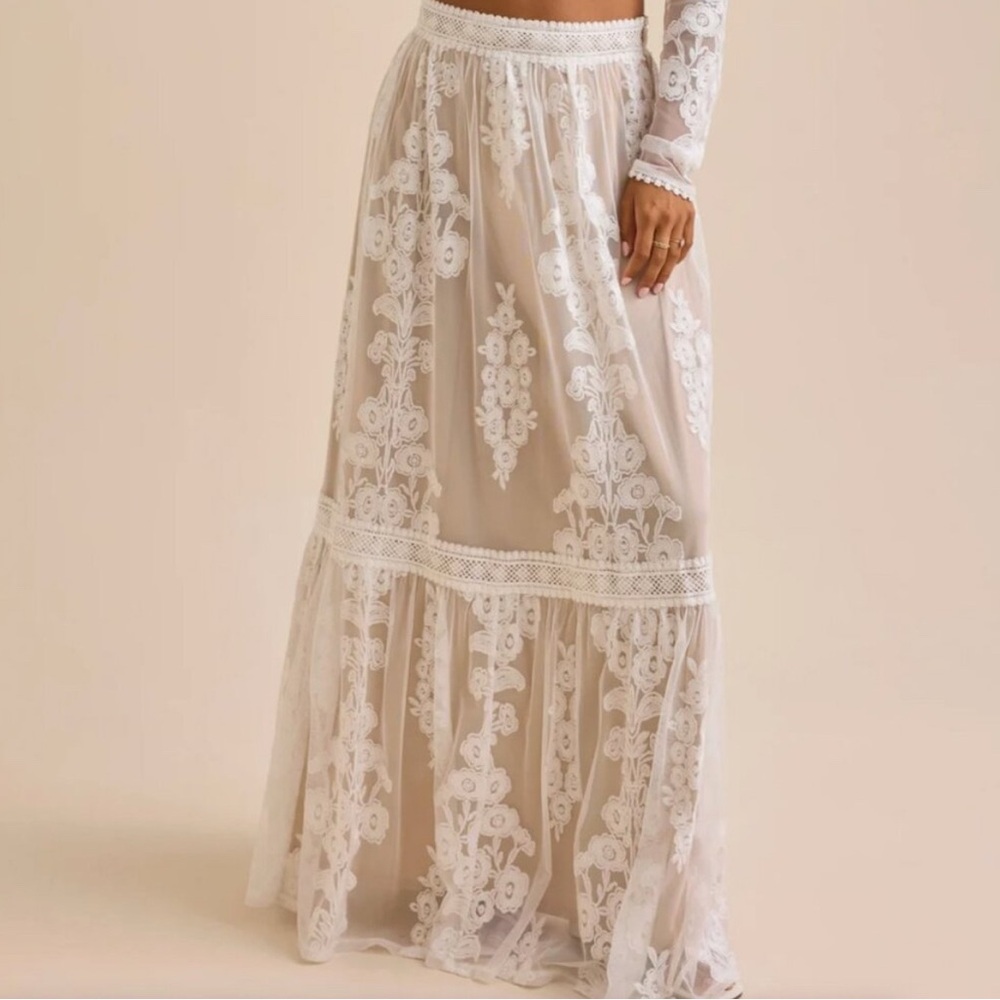 Arissa Floral Embroidered Maxi Skirt
